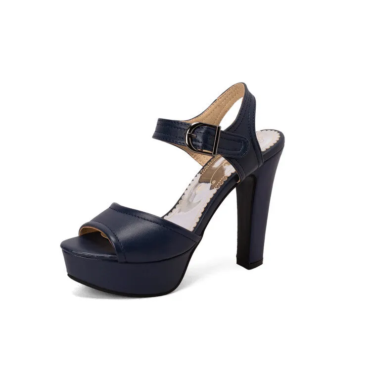 Women's Open Toe Chunky Heel Platform Sandals
