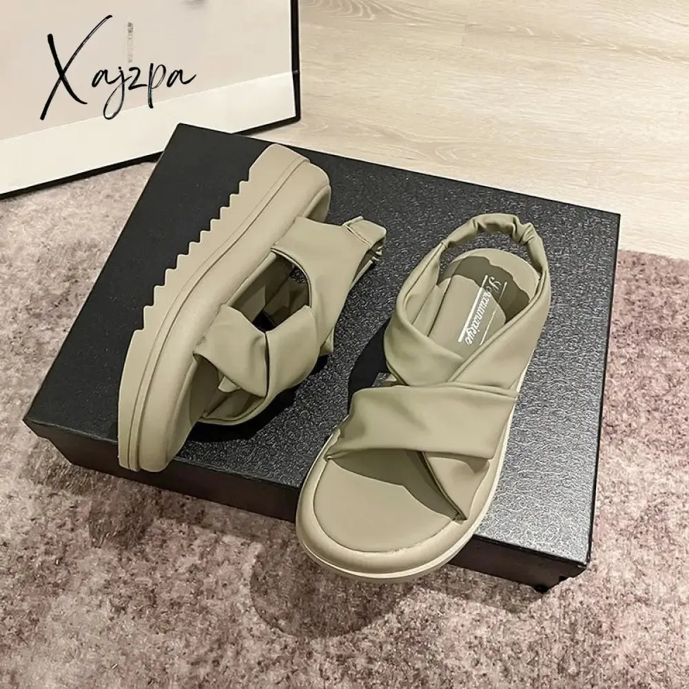 Xajzpa - 2023 Sandals Women New Platform Sandals Summer Women Fashion PU Lightweight Buckle Sandals Platform Heel Sandals Sandalias Mujer